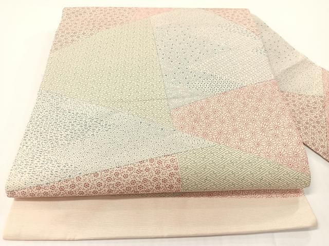 平和屋着物●全通柄　九寸名古屋帯　寄せ小紋柄　正絹　逸品　CABG1619vp