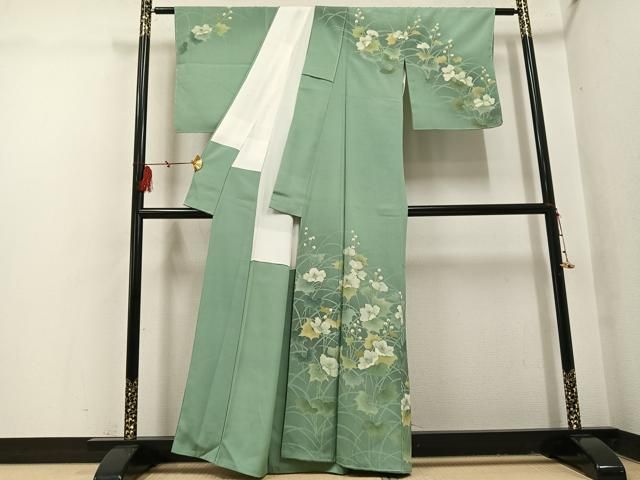 平和屋着物○訪問着 草花文 暈し染め 金彩 正絹 逸品 AABI0600ph