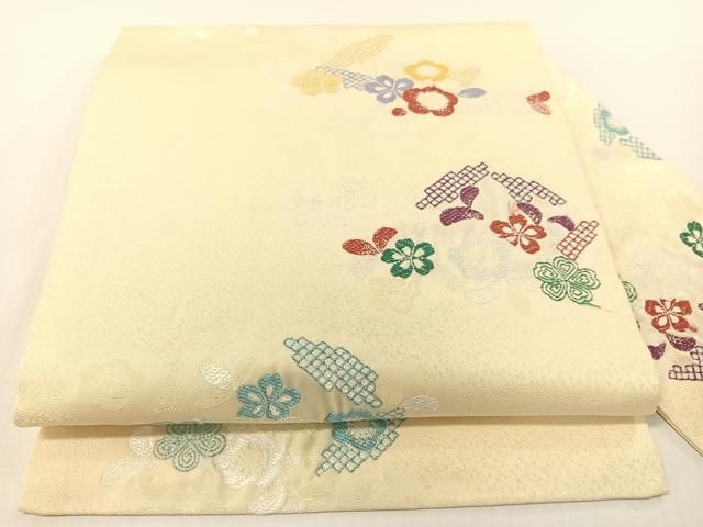 平和屋着物●九寸名古屋帯　唐織　ひった　舞花文　正絹　逸品　CABG1649vp