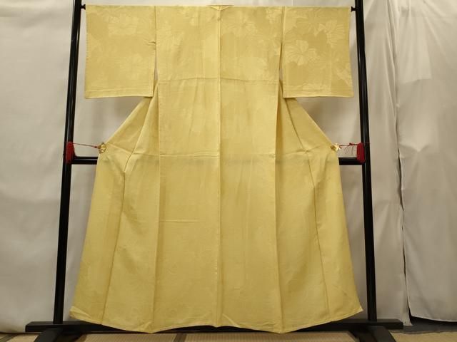 平和屋着物▽上質な色無地 単衣 花地紋 飴色 正絹 逸品 AABI0176st