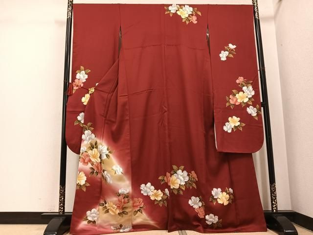 平和屋着物●豪華振袖　草花文　暈し染め　金彩　正絹　逸品　AABI0585ph