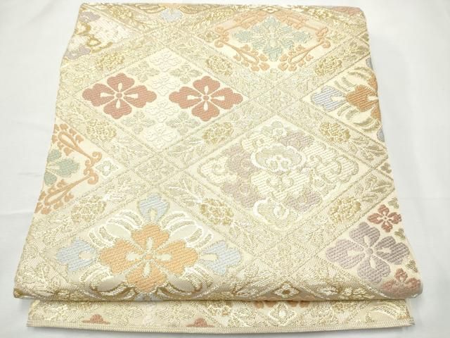 平和屋着物●西陣　川島織物　六通柄　本袋帯　花菱文　金糸　正絹　逸品　CABF5245hy