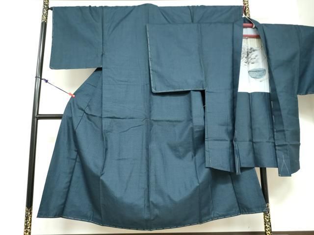 平和屋着物●男性 紬 アンサンブル 長羽織 100亀甲 総詰め 正絹 逸品 未使用 DABD9341ud