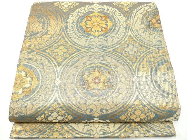 平和屋着物●紋屋井関 御寮織 六通柄袋帯 花丸文 金糸 正絹 逸品 CABF5248hy