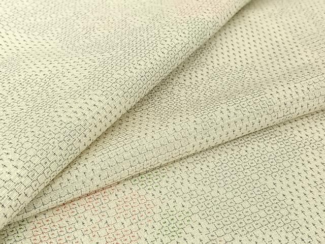 平和屋着物▽本塩沢　単衣　110亀甲　草花文　正絹　逸品　AABH8567jh