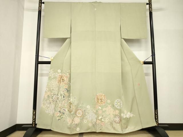 平和屋着物●豪華色留袖　友禅　作家物　栄一　鳳凰更紗花文　金彩　正絹　逸品　AABH8409ck