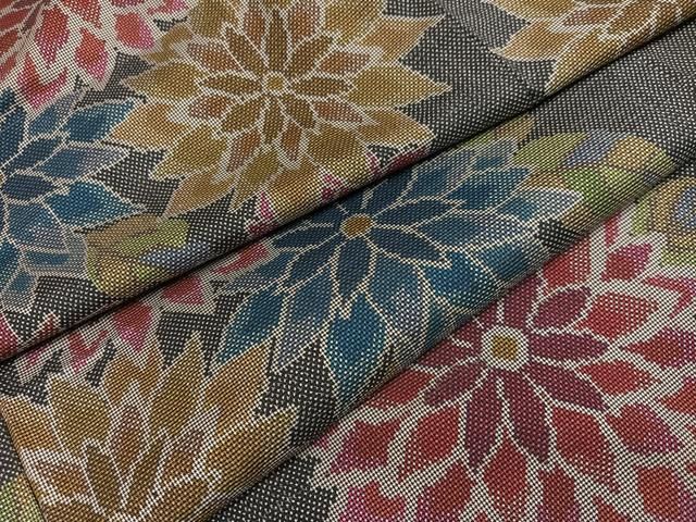 平和屋着物●本場大島紬　一元7マルキ　花尽くし　正絹　逸品　AABH8338ph