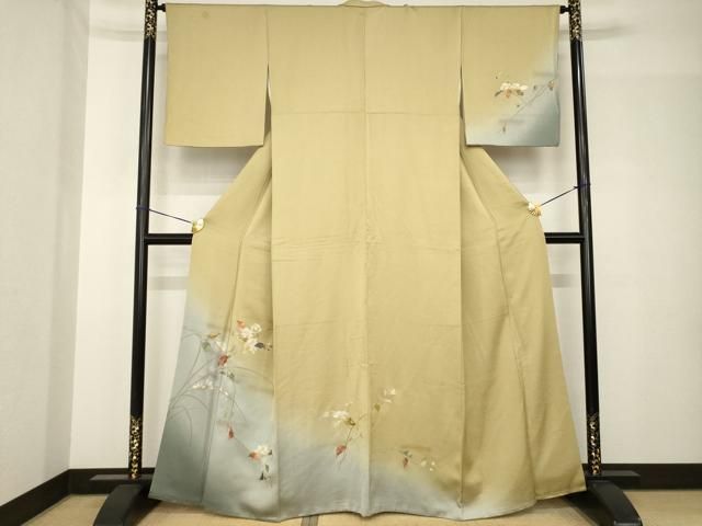 平和屋着物●訪問着　螺鈿　枝花文　暈し染め　金彩　正絹　逸品　AABH5862ck