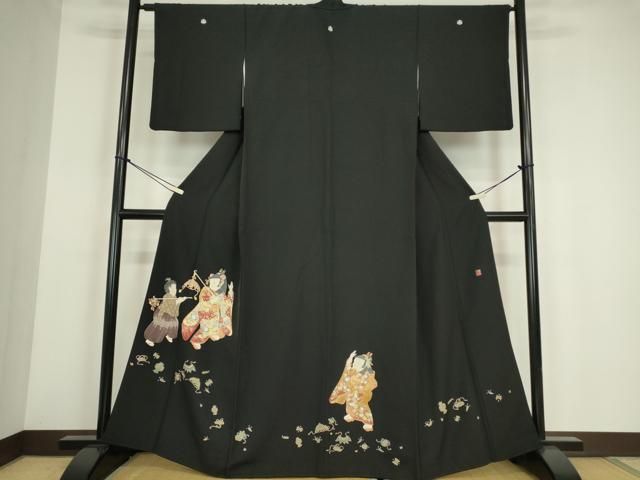 平和屋着物●十日町友禅作家 関口遼一 黒留袖 童子遊び 正絹 逸品 DABE4049az