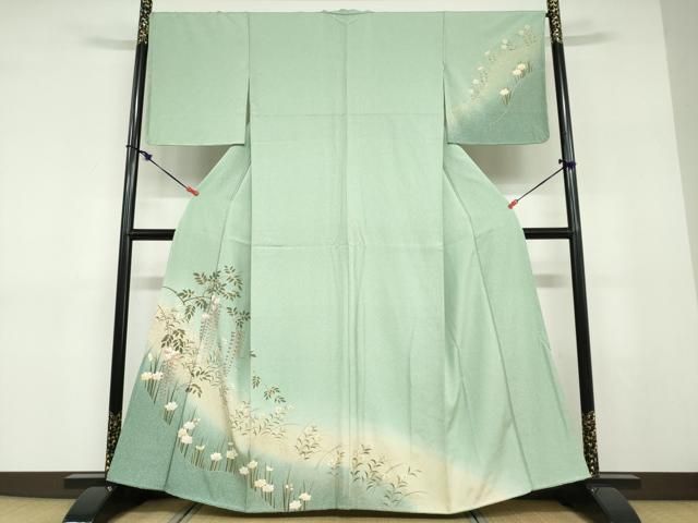 平和屋着物●訪問着 草花文 暈し染め 金彩 正絹 逸品 未使用 DABD9290ud