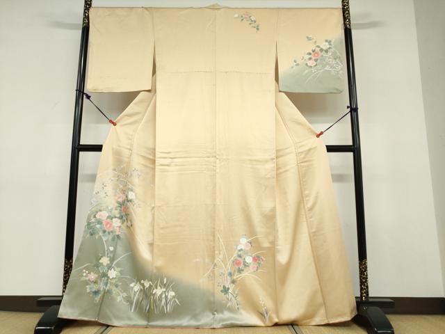 平和屋着物●訪問着　草花文　金彩　正絹　逸品　DABD9324ud