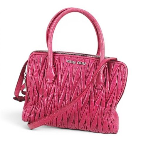 ミュウミュウ miumiu マテラッセ 2WAY ハンド ショルダー バッグ ピンク レザー