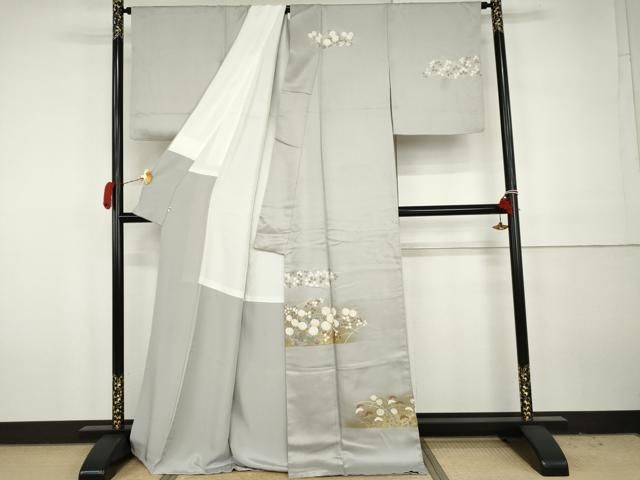 平和屋着物●お召　訪問着　駒刺繍　鹿の子唐草文　黒地　正絹　逸品　AABF5174cs 平和屋着物○訪問着 駒刺繍 草花文 金彩 正絹 逸品 AABH3694cs - メルカリ