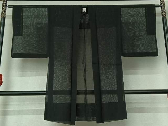 平和屋着物▽長羽織　スリーシーズン　春夏秋　塵除け　暗黒色　正絹　逸品　AABH5625jh
