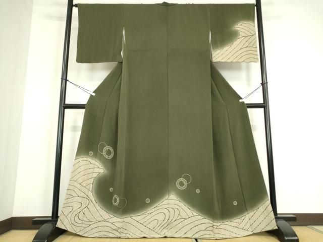 平和屋着物●訪問着　立波文　暈し染め　鬼しぼ縮緬　金彩　正絹　逸品　DABE4009az
