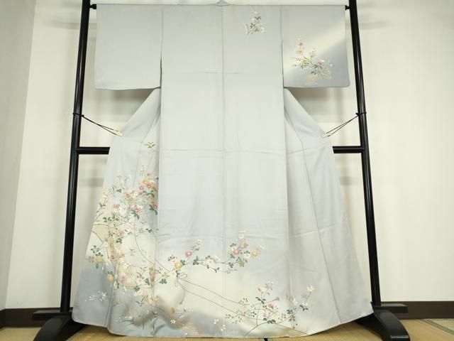 平和屋着物●訪問着 枝花文 暈し染め 金彩 正絹 逸品 DABE4013az