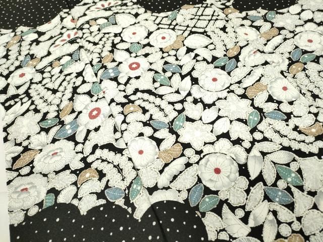 平和屋着物○訪問着 辻が花 黒地 金彩 正絹 逸品 DABE4019az - メルカリ
