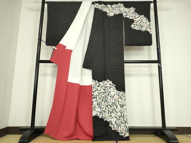 平和屋着物○訪問着 辻が花 黒地 金彩 正絹 逸品 DABE4019az - メルカリ