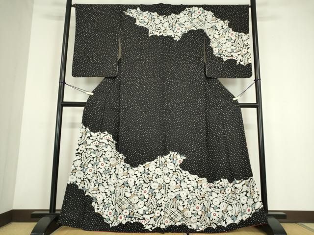 平和屋着物○訪問着 辻が花 黒地 金彩 正絹 逸品 DABE4019az - メルカリ