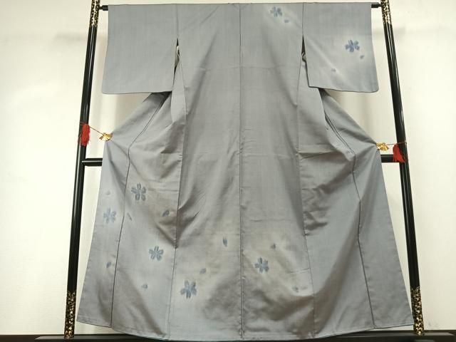 平和屋着物●訪問着　紬地　舞桜文　ゑり善扱い　正絹　逸品　AABH4752fy