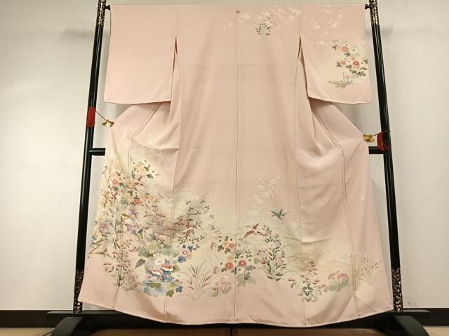 平和屋着物●訪問着　友禅　作家物　花鳥文　暈し染め　正絹　逸品　AABH4761fy