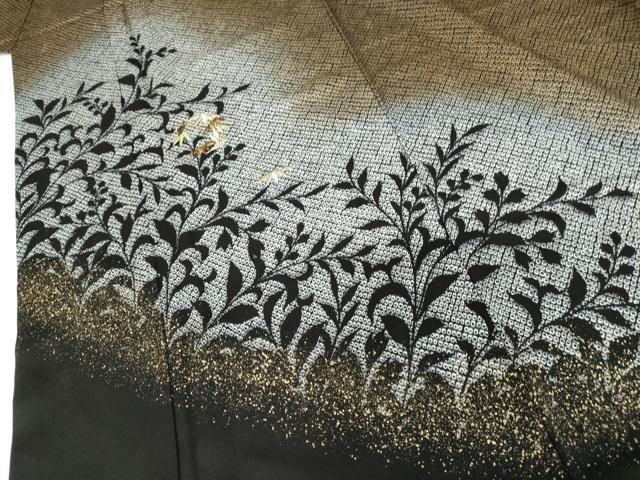平和屋着物■訪問着　鹿の子草花丸文　正絹　逸品　CABF4292ev 平和屋着物○訪問着 刺繍 鹿の子笹丸文 枝葉シルエット 暈し染め 金彩