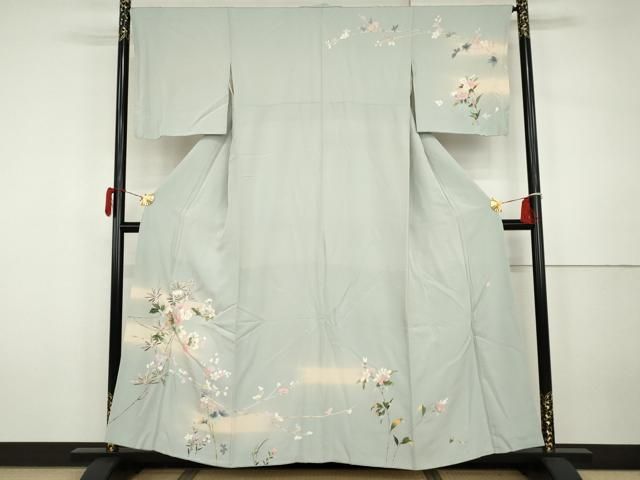 平和屋着物●訪問着　友禅　作家物　御所車花文　金銀彩　正絹　逸品　AABH0641fy 平和屋着物○訪問着 友禅 作家物 御所車花文 金銀彩 正絹 逸品