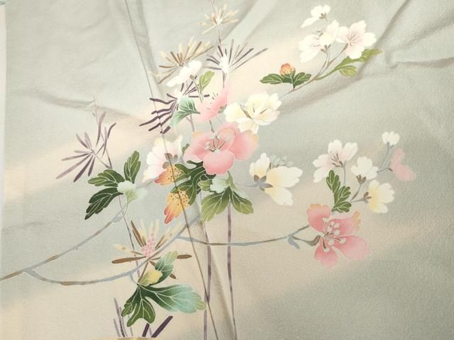 平和屋着物○訪問着 友禅 作家物 枝花文 暈し染め 鈴乃屋扱い 正絹