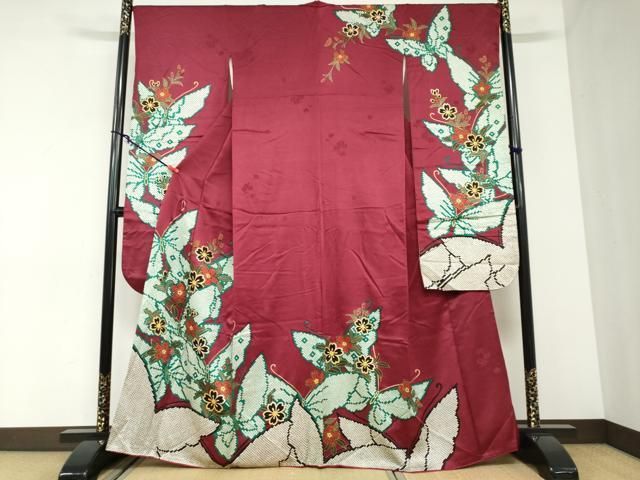 平和屋着物●豪華振袖　花蝶文　金彩　正絹　逸品　DABC2894ud