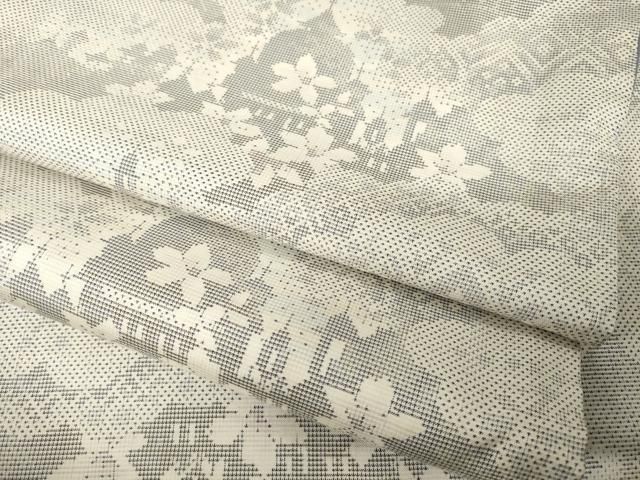 平和屋着物●本場大島紬　白大島　カタス7マルキ　雲重ね宮殿花文　正絹　逸品　AABH3319ck
