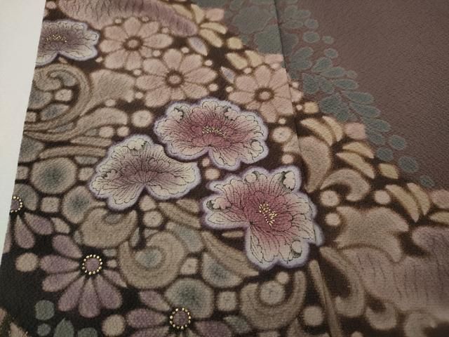 平和屋着物●訪問着　正倉院花唐草文　暈し染め　金銀彩　正絹　逸品　CABD7417ut 平和屋着物○訪問着 舞花文 暈し染め 金彩 正絹 逸品 CABE6961ut