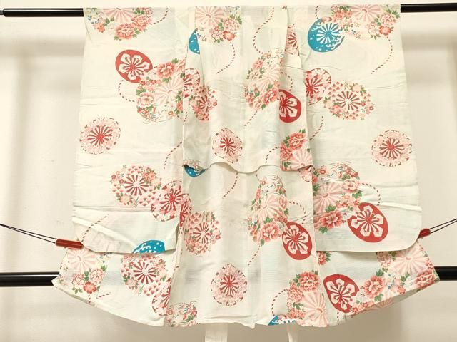 平和屋着物＊夏物　七五三　女の子　３歳　祝着　三つ身　絽　源氏車花文　逸品　DABC5288ma