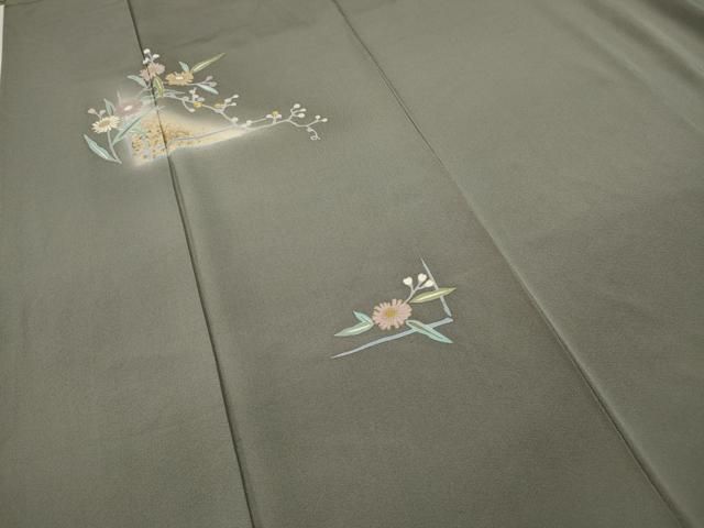 平和屋着物●訪問着　駒刺繍　流水枝花文　暈し染め　金彩　正絹　逸品　CABD0274ut 平和屋着物□訪問着 駒刺繍 立波枝梅笹文 暈し染め 正絹 逸品