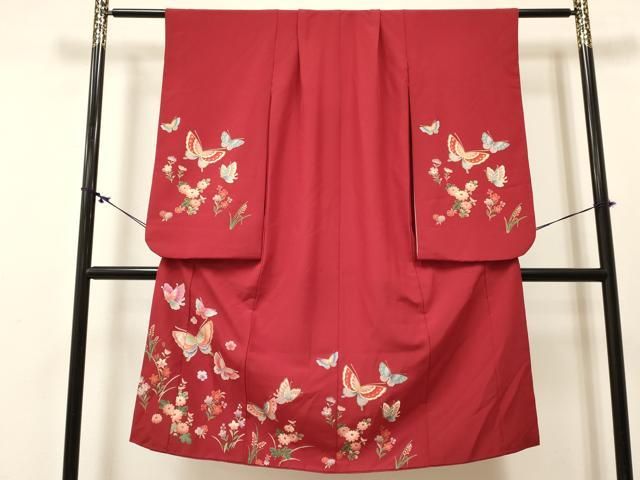 平和屋着物[]七五三　女の子　７歳　祝着　四つ身　花蝶文　金彩　DABC5290ma
