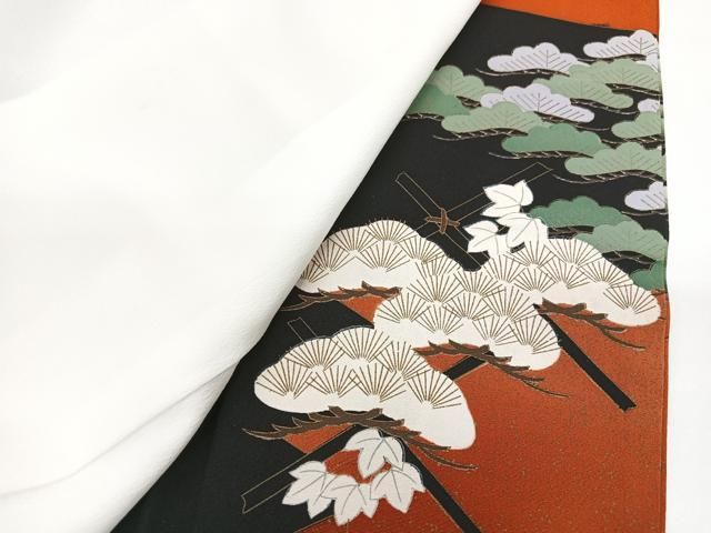 平和屋着物●色留訪問着　駒刺繍　流水飛鶴草花文　暈し染め　金彩　正絹　逸品　DABB0959ud 平和屋着物□訪問着 駒刺繍 扇面花文 暈し染め 金銀彩