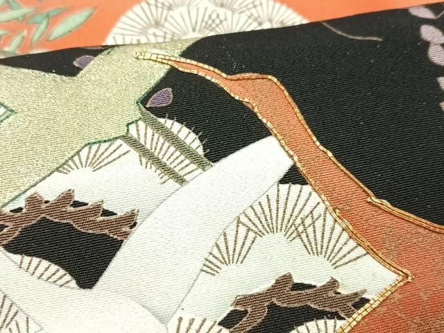 平和屋着物□豪華黒留袖 駒刺繍 飛鶴松文 暈し染め 正絹 逸品