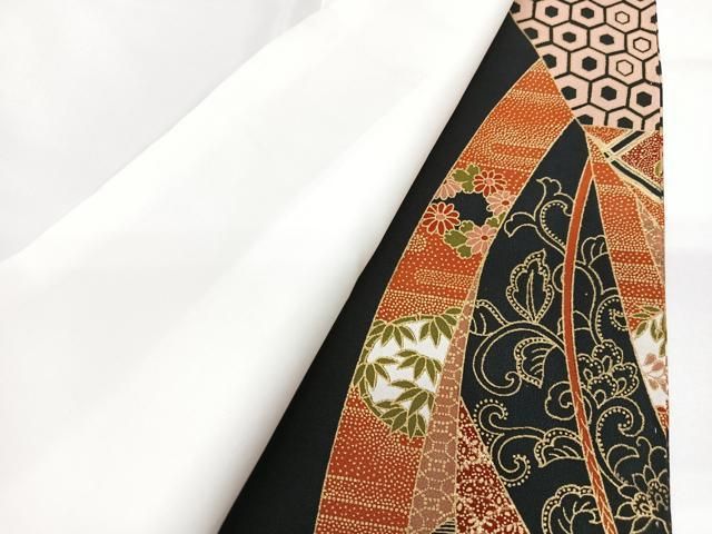 平和屋着物●豪華色留袖　駒刺繍　鳳凰花唐草文　暈し染め　金銀彩　三越扱い　正絹　逸品　未使用　CAAX5994gh 平和屋着物□豪華黒留袖 駒刺繍 鳳凰更紗花文 金彩 正絹 逸品