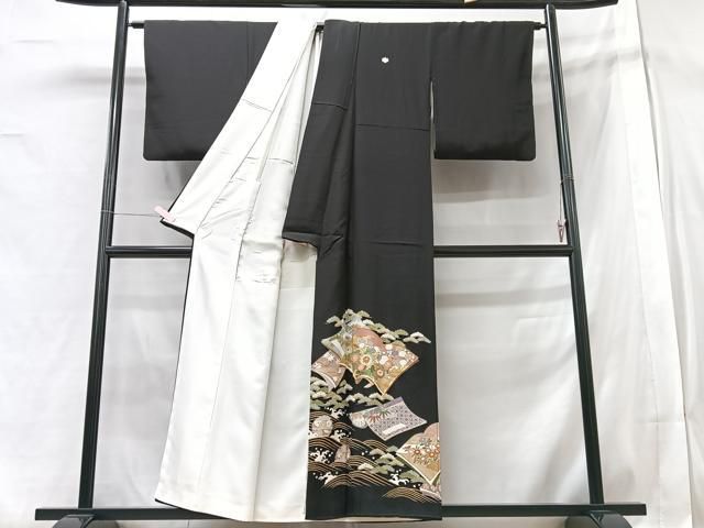 平和屋着物●豪華黒留袖　作家物　松竹梅　正絹　逸品　未使用　AABF5351ph 平和屋着物□豪華黒留袖 作家物 冊子吉祥花文 松竹梅 金彩 正絹 逸品