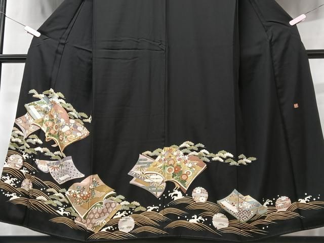 平和屋着物●豪華黒留袖　作家物　松竹梅　正絹　逸品　未使用　AABF5351ph 平和屋着物□豪華黒留袖 作家物 冊子吉祥花文 松竹梅 金彩 正絹 逸品
