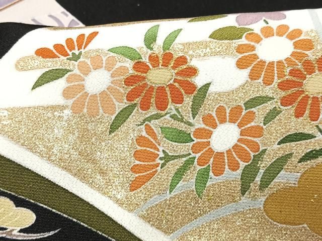 平和屋着物□豪華黒留袖 作家物 冊子吉祥花文 松竹梅 金彩 正絹 逸品