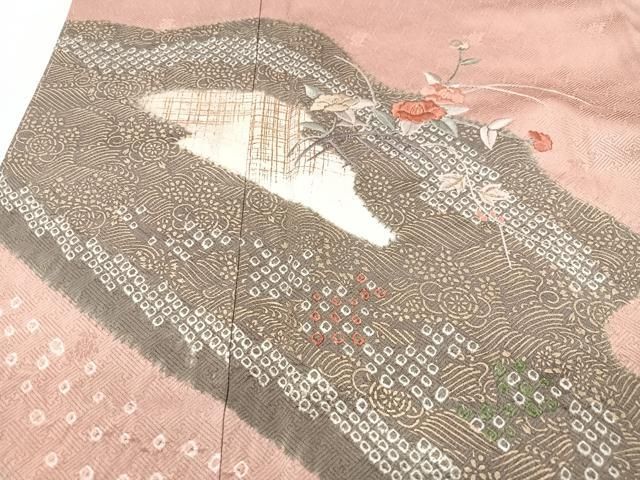 平和屋着物□訪問着 刺繍 絞り 草花文 正絹 逸品 未使用 CABG6429xe