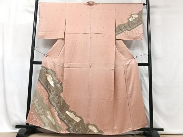 平和屋着物●訪問着　総絞り　枝梅文　黒地　正絹　逸品　BAAW0994hj 平和屋着物□訪問着 刺繍 絞り 草花文 正絹 逸品 未使用 CABG6429xe