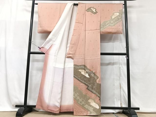 平和屋着物□訪問着 刺繍 絞り 草花文 正絹 逸品 未使用 CABG6429xe