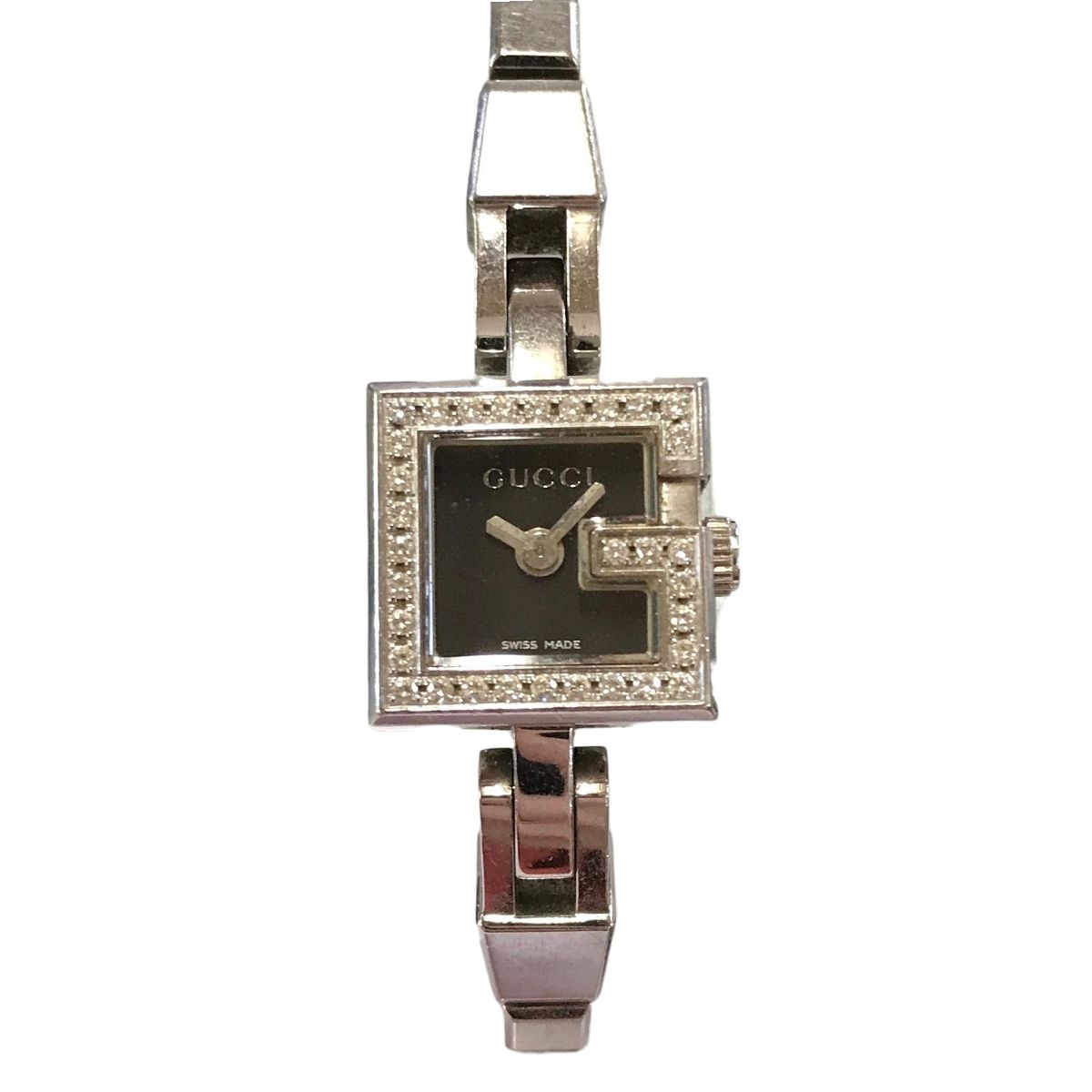 グッチ GUCCI 102 Gミニ ダイヤモンドベゼル ブラック クオーツ レディース 腕時計 不動品 一般中古 T11230213