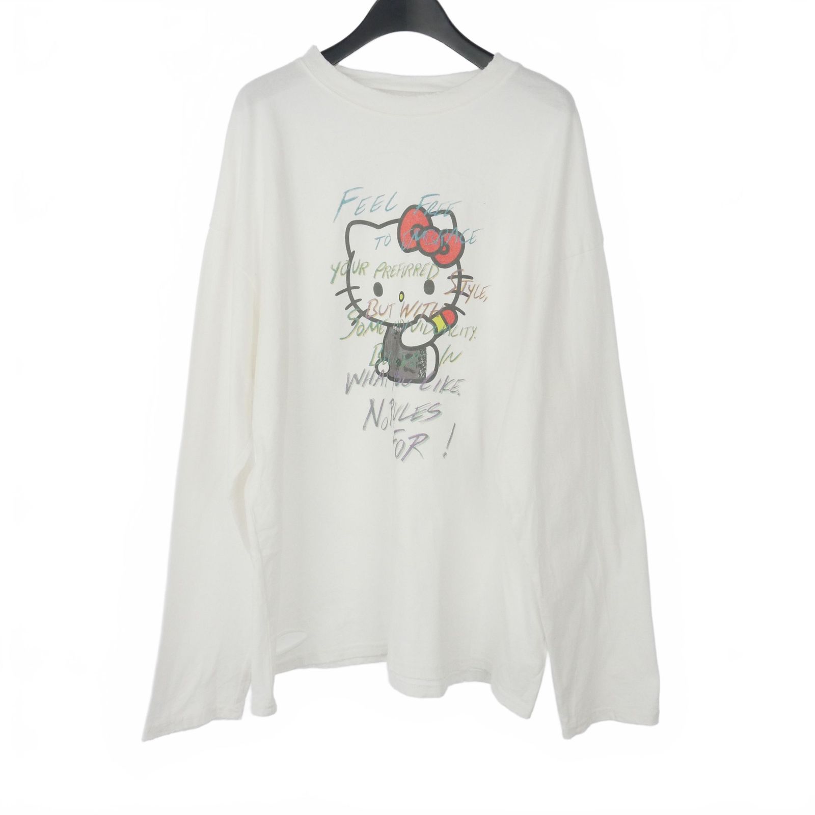 アメリヴィンテージ 22AW カットソー 長袖 F 白 アメリヴィンテージ Ameri VINTAGE × HELLO KITTY DAMAGE LONG TEE