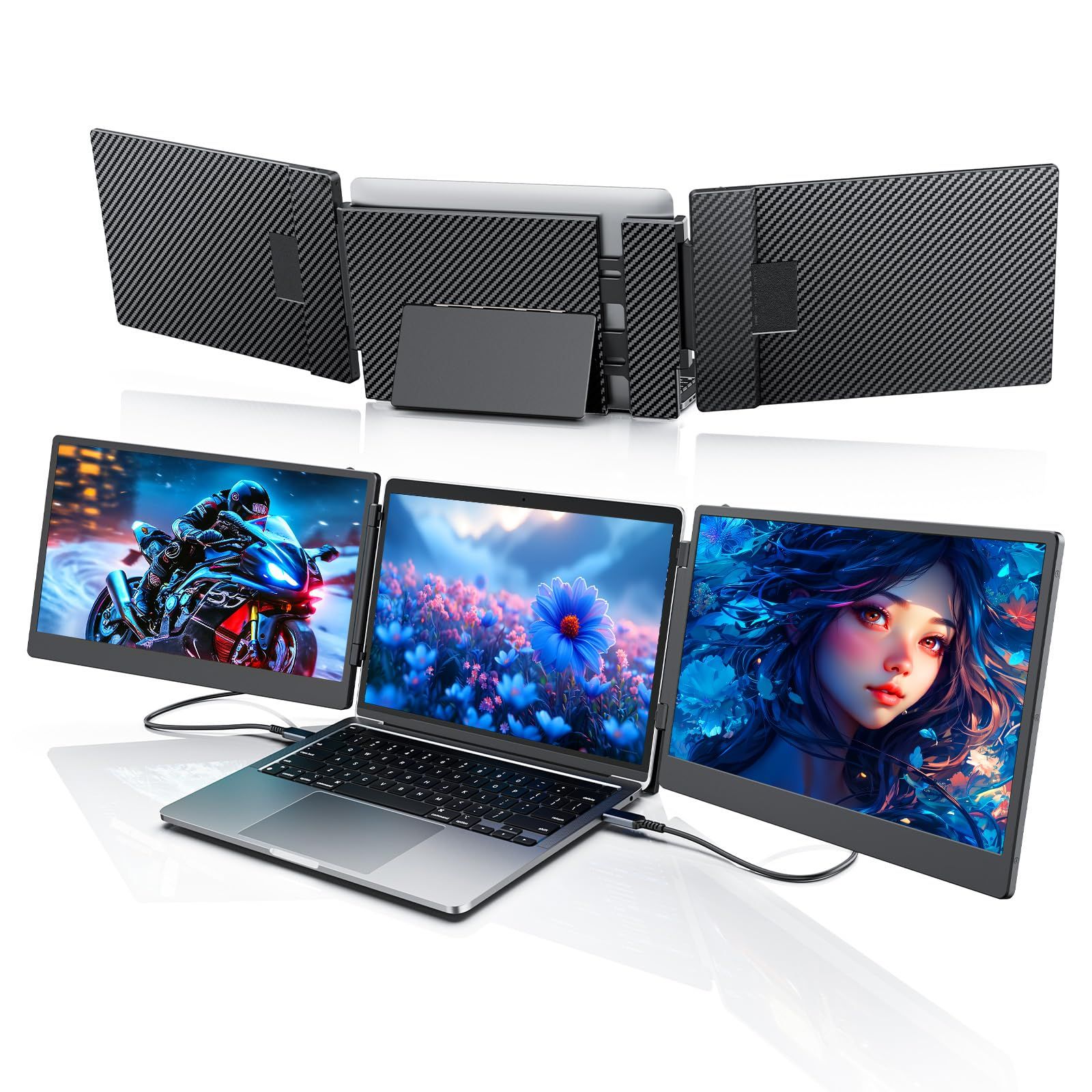 デュアルディスプレイ ダブルモニター トリプルモニター ノートパソコンスクリーンエクスパンダ 14インチノ1080P HDMI FHD、13インチ-16.3インチノートパソコンに適した ，Windows/Mac/Android/PS 5に適用 9893ea61
