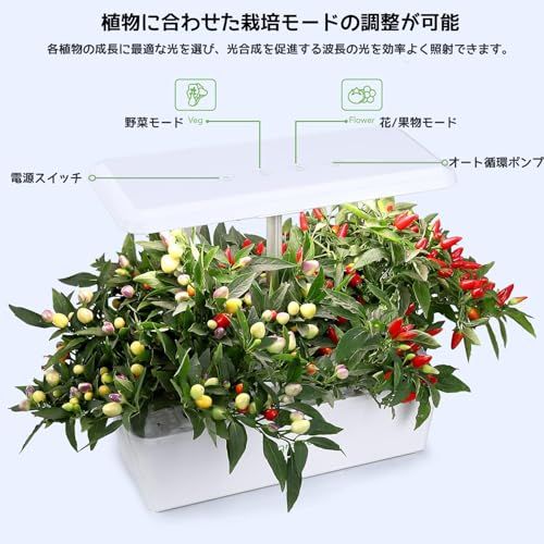 水耕栽培キット 室内 水耕栽培 おしゃれ 家庭菜園 キット LEDライト付き 自動水循環システム搭載 高さ調節可能 IGS-20SE ホワイトkk 28a3b15c