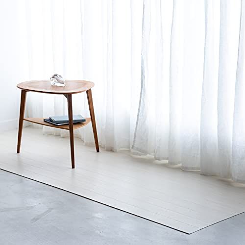 ラグリエ フロアマット 木目 アイボリー 約90×300cm 床保護マット フローリングマット カーペット対応 白kk 36e5ad3e