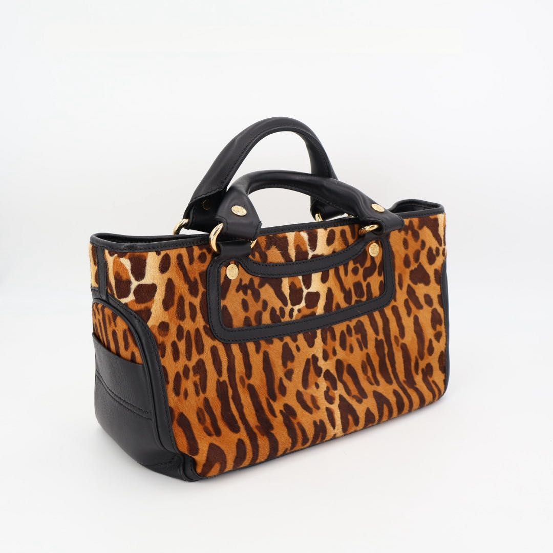 セリーヌ CELINE カーフヘア チーター柄 トップハンドルバッグ