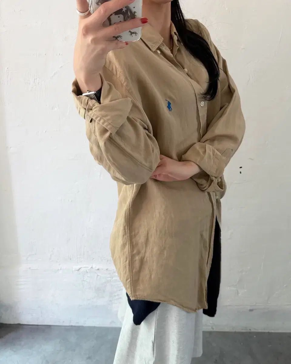 Polo ポロ ラルフローレン ベージュ COLOR クラシックフィット リネン シャツ